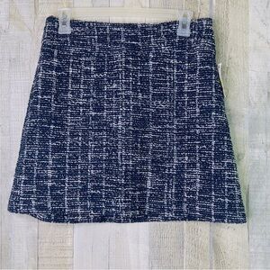 Maison Jules Size 4 Blue/White/Silver Metallic Tweed Back Zip Lined Skirt